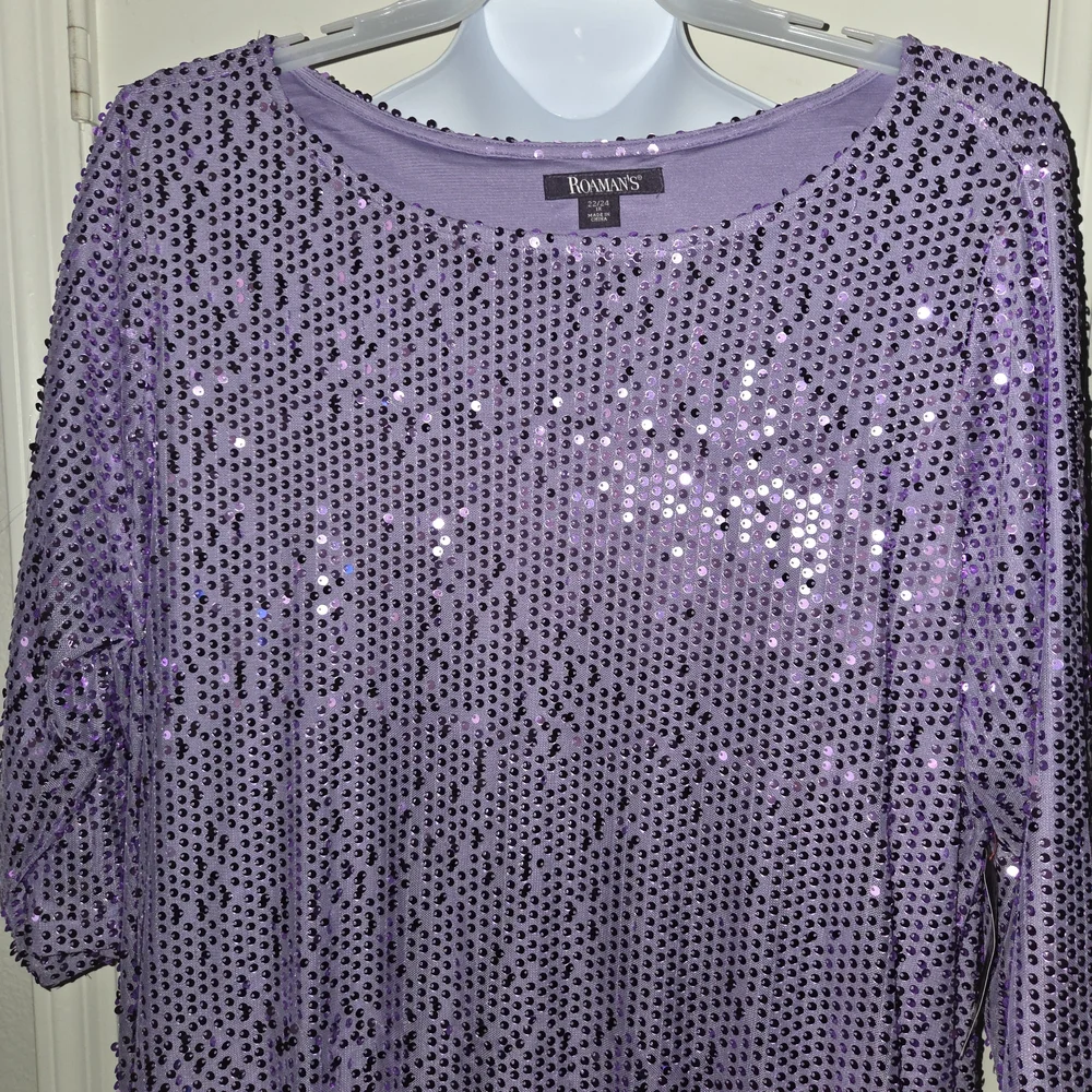 Roaman's Purple Sequin Tunic - Picture 2 of 4